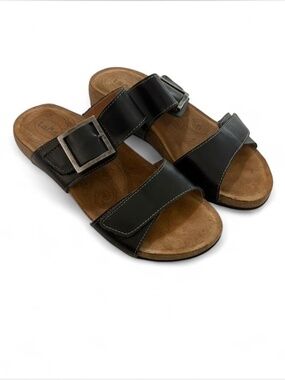 Taos My Desr Black Leather Sandals Womens size 6/6.5